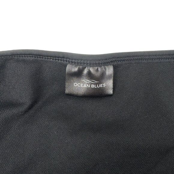 Ocean Blues Bikini Bottom Solid Black Side Ruffles Cheeky Womens Size Large Swim - Picture 6 of 7